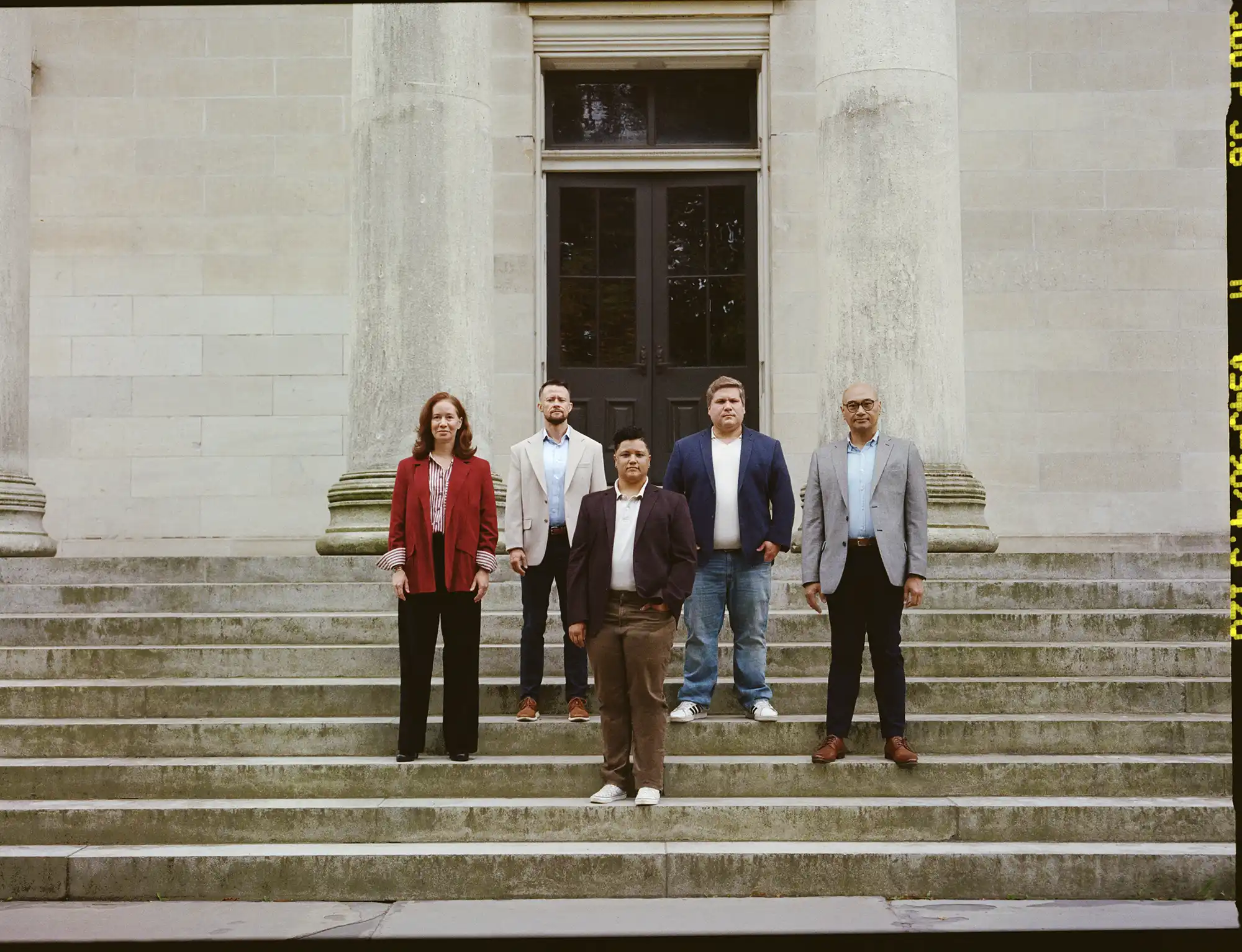A group of Lambda Legal attorneys and LGBTQ+ community members gathered together for the All Rise campaign